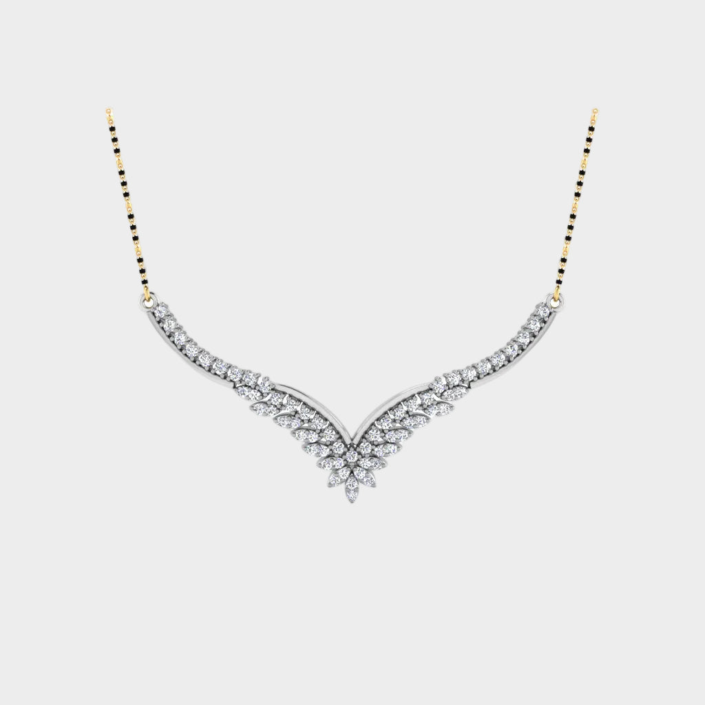 0.57 Carat Round Lab-Grown Diamond Mangalsutra In 14K White Gold For Modern Brides